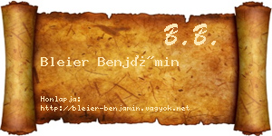 Bleier Benjámin névjegykártya